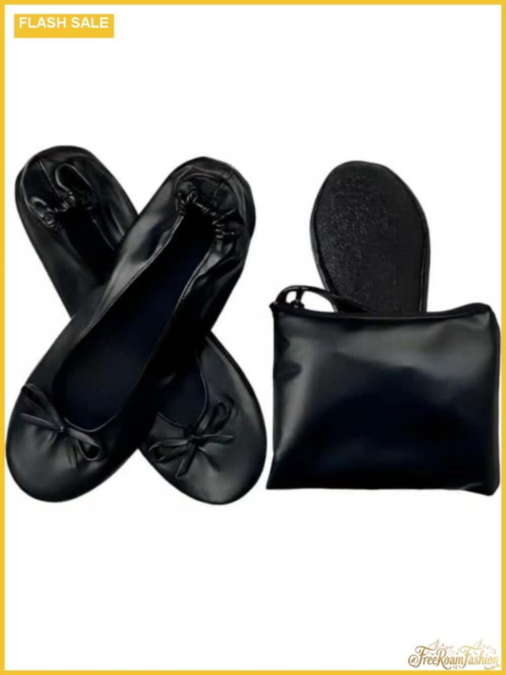 Foldable Ballet Flats Leather Portable Roll Up Shoes